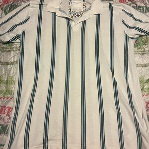 Denim & Flower White and Blue Striped Polo Shirt